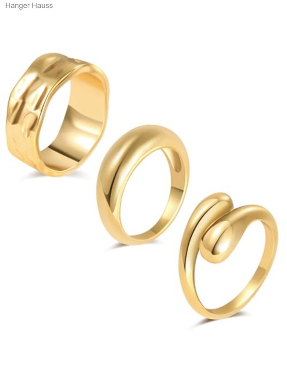 Chunky Gold Plated Statement Ring Set